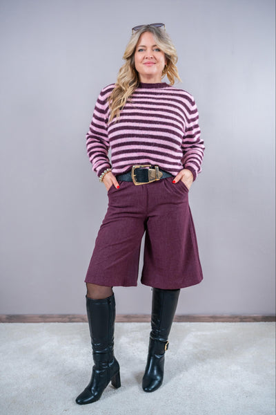 Strickpulli Stripes, burgundy/rosa