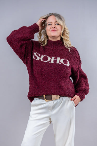Bouclé Pullover "SOHO", bordeaux