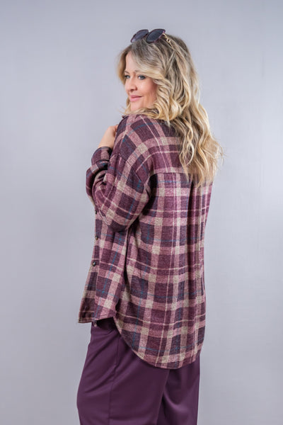Karierte Hemdbluse, bordeaux