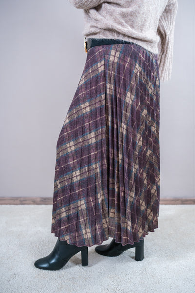 Karierter Maxi Rock, beere/beige/blau