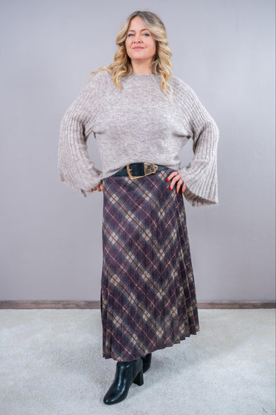 Karierter Maxi Rock, beere/beige/blau