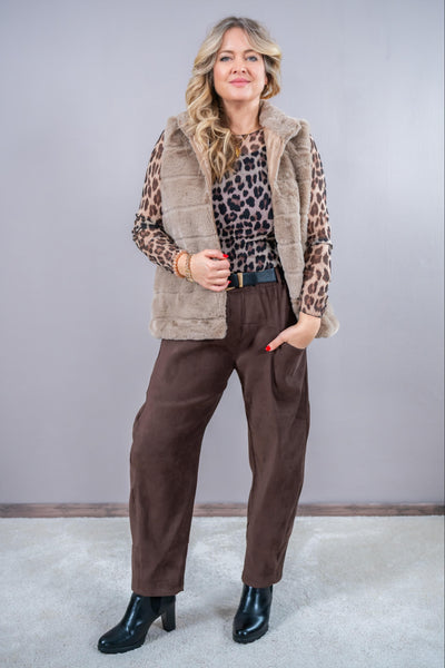 Langarmshirt Leo, beige/schwarz/braun