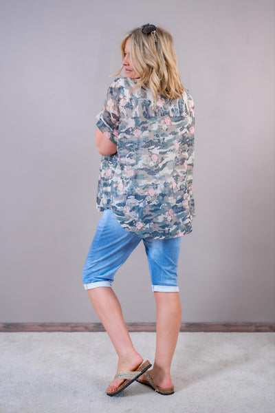 Spitzenbluse 'Roses & Camo'