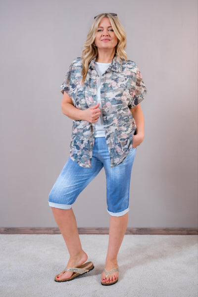 Spitzenbluse 'Roses & Camo'