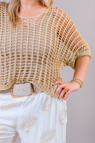 Glitzerndes Netz-Shirt, gold
