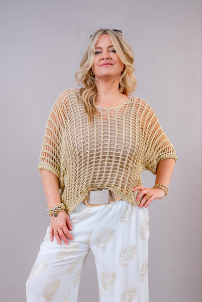 Glitzerndes Netz-Shirt, gold