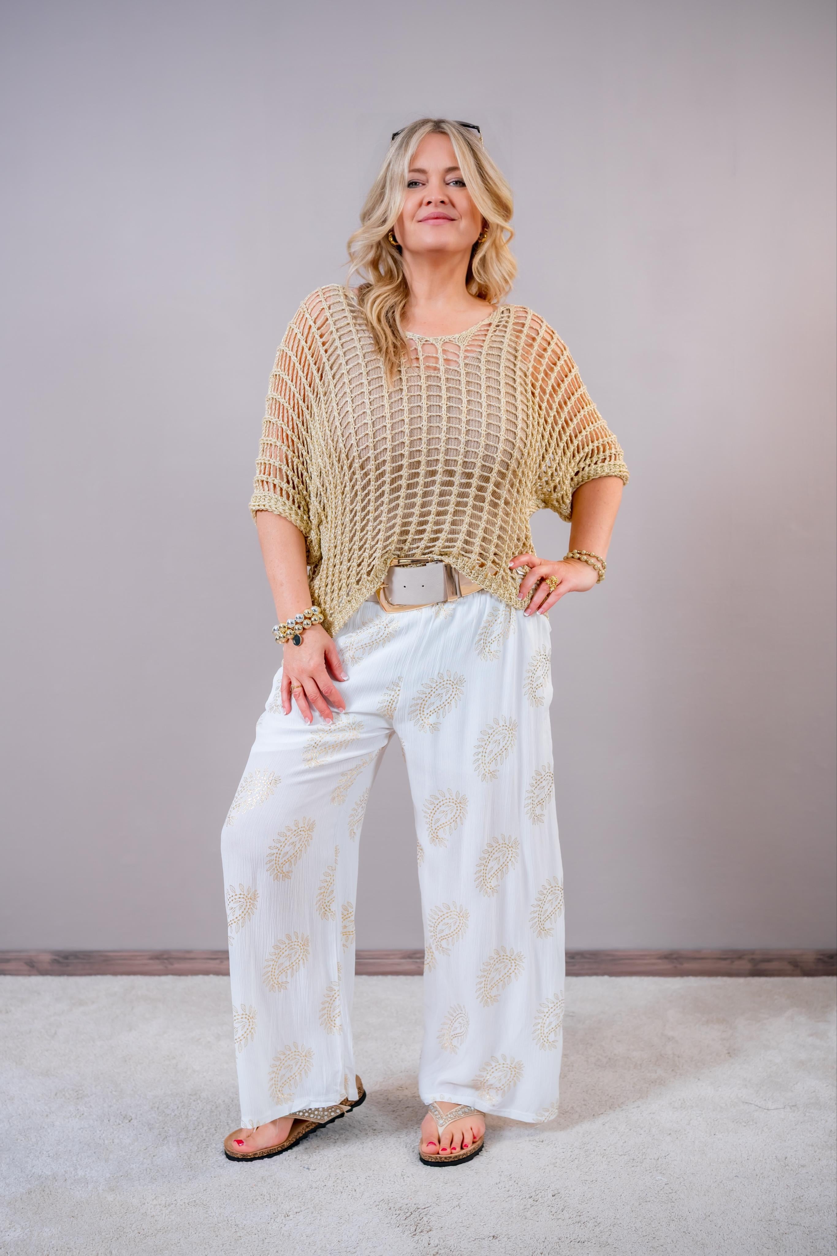 Glitzerndes Netz-Shirt, gold