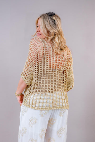 Glitzerndes Netz-Shirt, gold