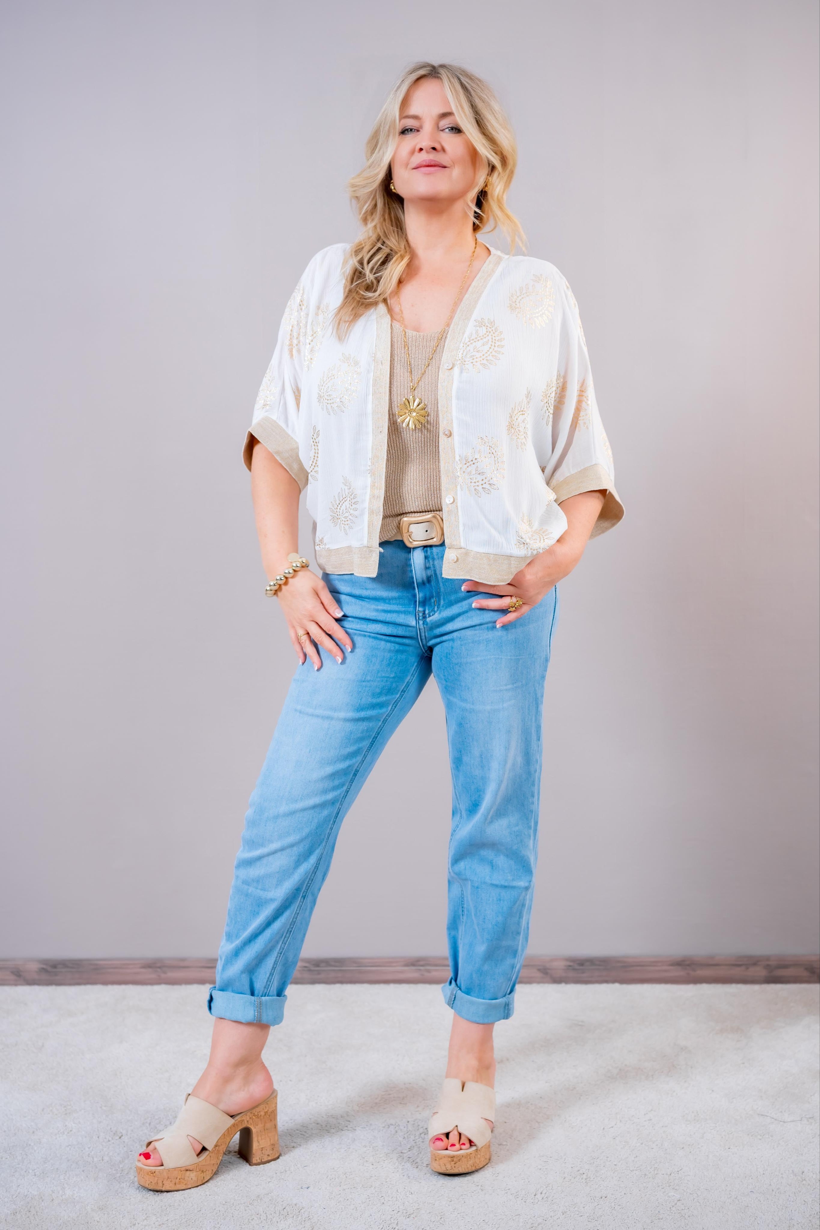 Jeans Straight-Fit mit hohem Bund, light blue