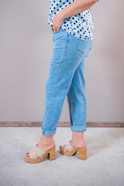 Jeans Straight-Fit mit hohem Bund, light blue