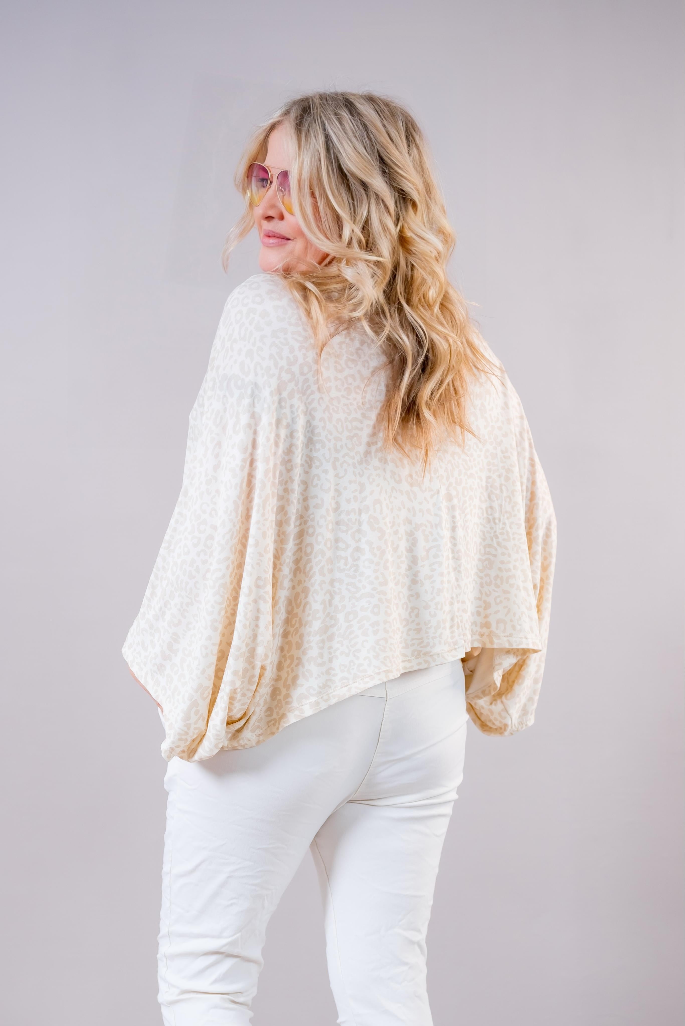 Stretchhose mit Crinkle-Effekt, creme