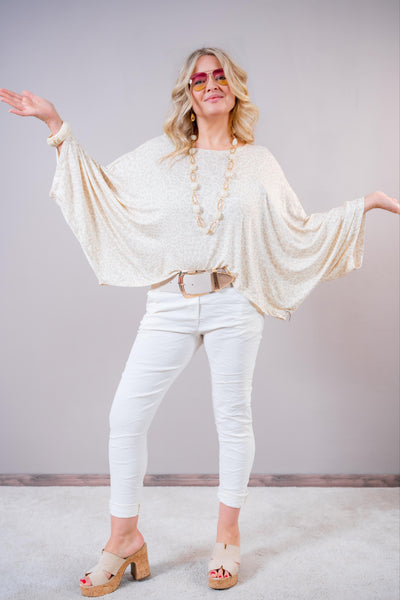 Stretchhose mit Crinkle-Effekt, creme