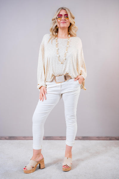 Oversize Shirt mit Leo-Muster, creme/beige