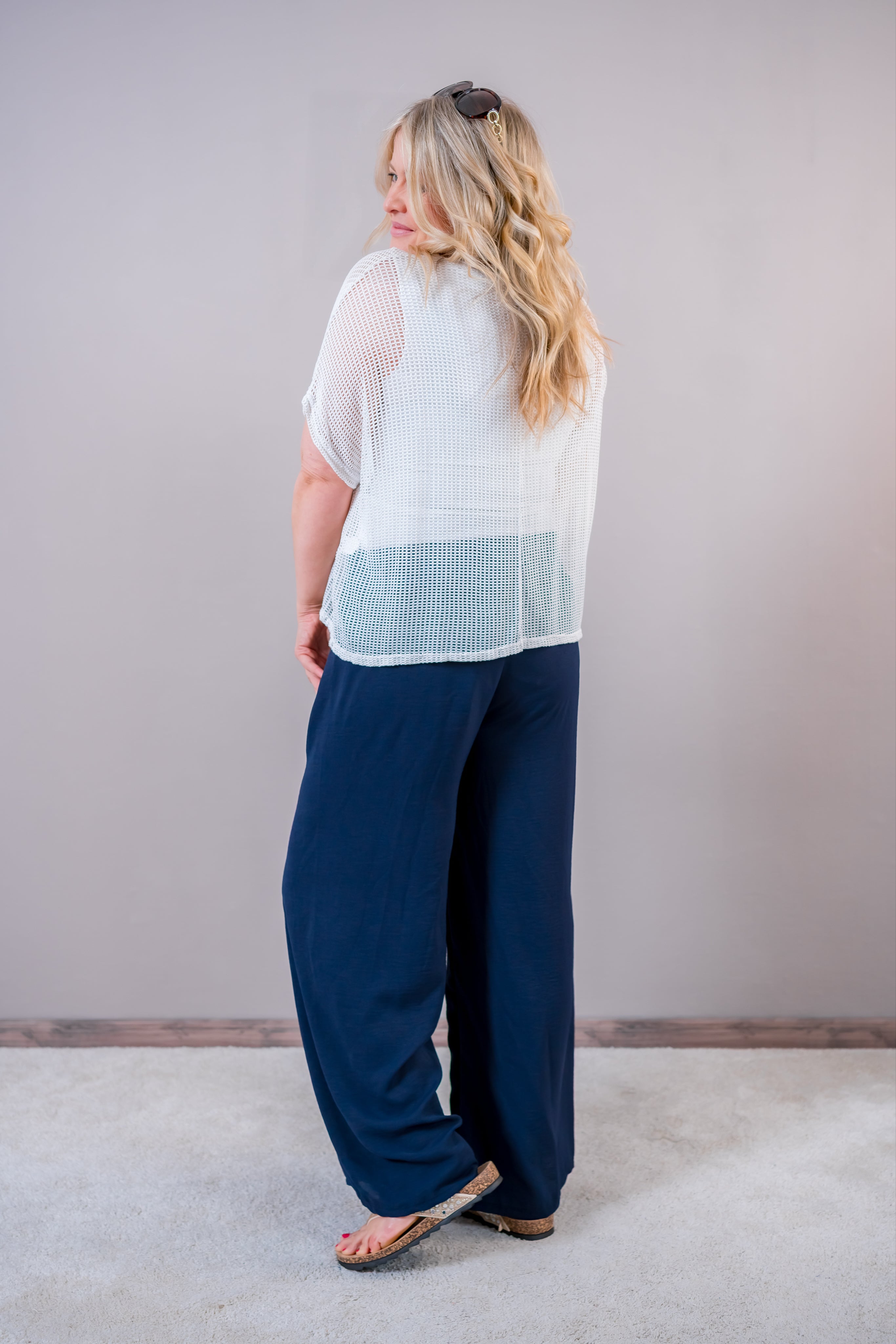 Oversize Netz Shirt, weiß