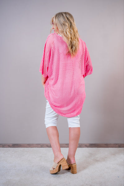 Oversize Shirt mit Lochstruktur, pink