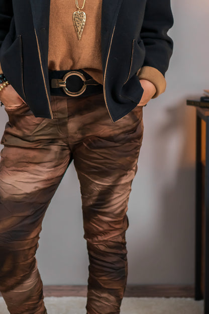 Stretchhose mit Washed-Effekt, braun/beige