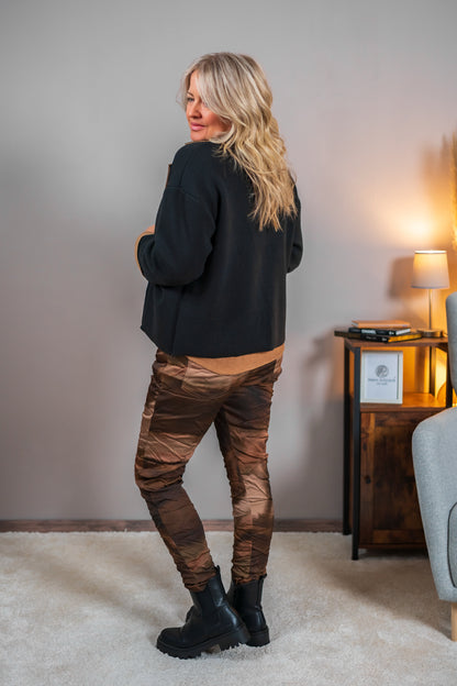Stretchhose mit Washed-Effekt, braun/beige