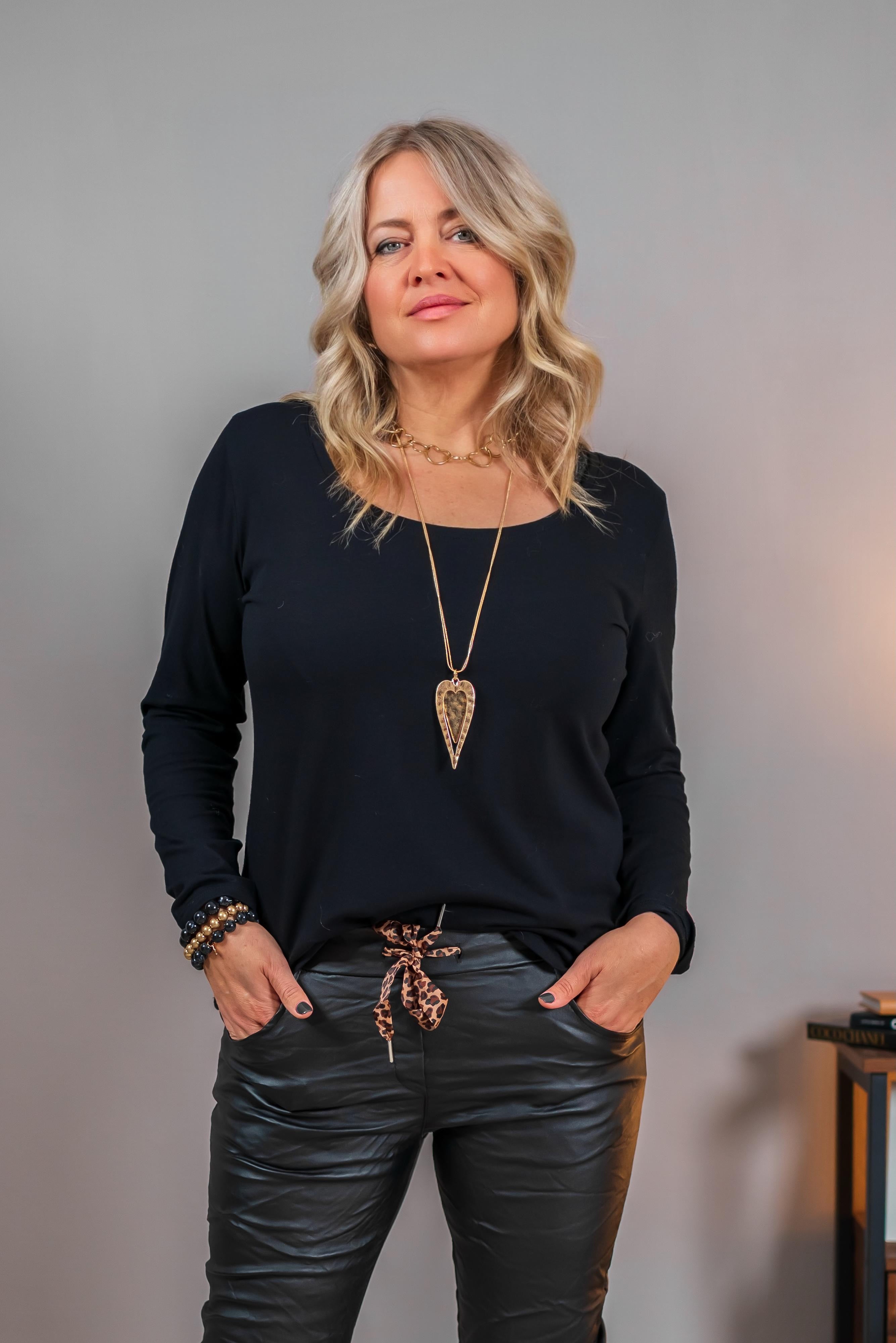 Langarm-Shirt, schwarz