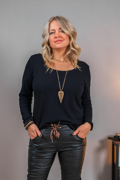 Langarm-Shirt, schwarz