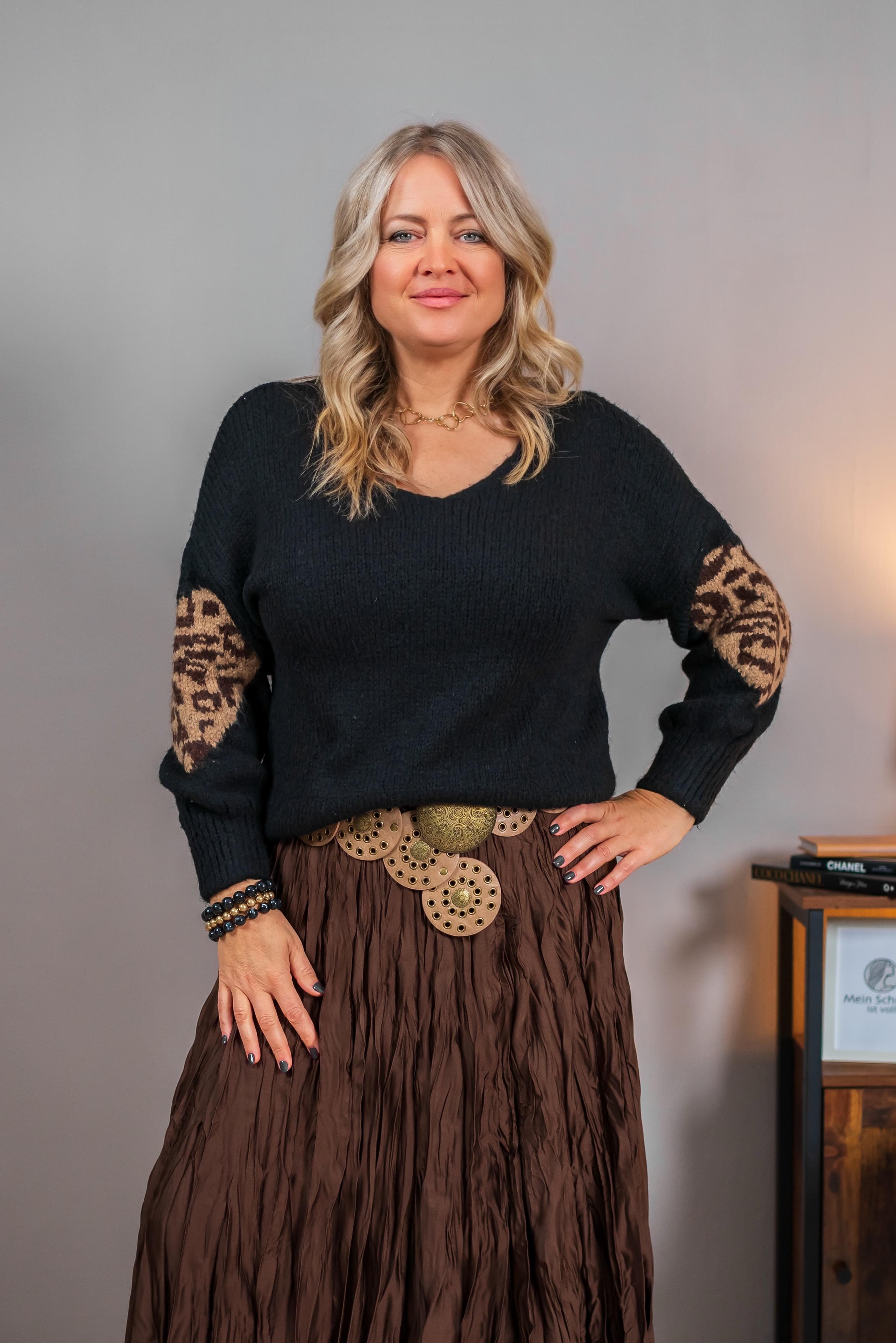 Strickpullover, schwarz