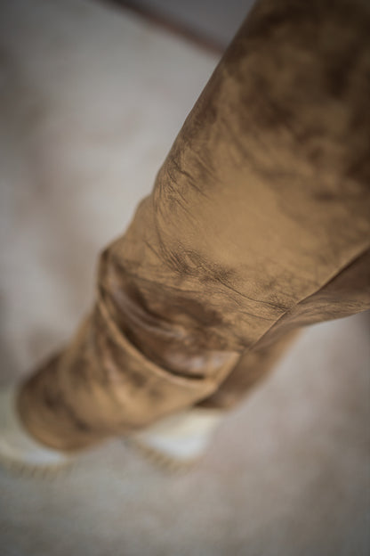 Lederimitatshose, braun-beige