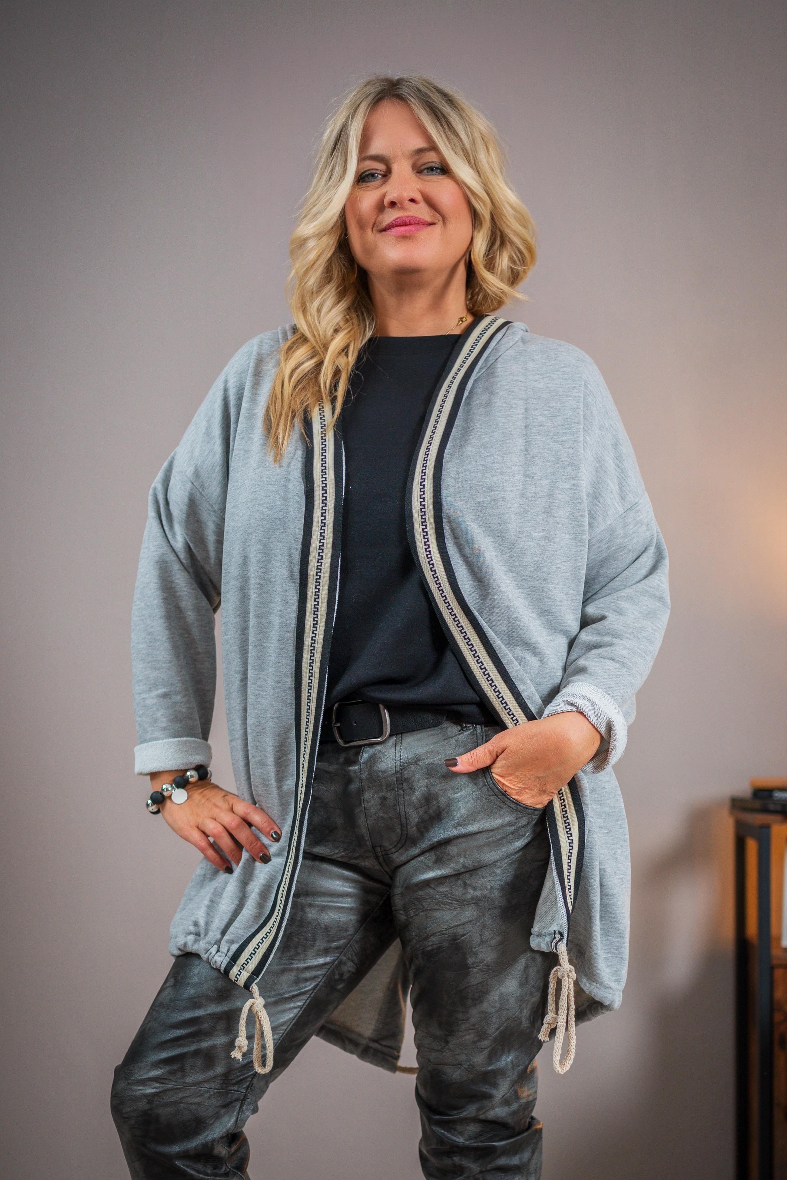 Lange Kapuzenjacke, grau