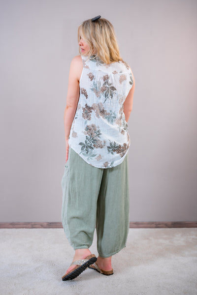 Weite Hose mit Taschen, khaki