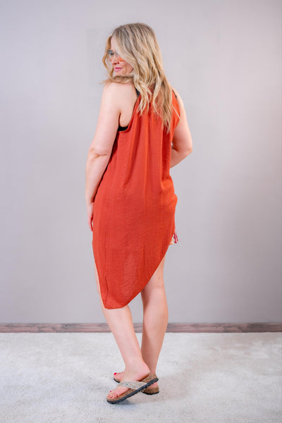 Asymmetrisches Neckholder-Top, orange