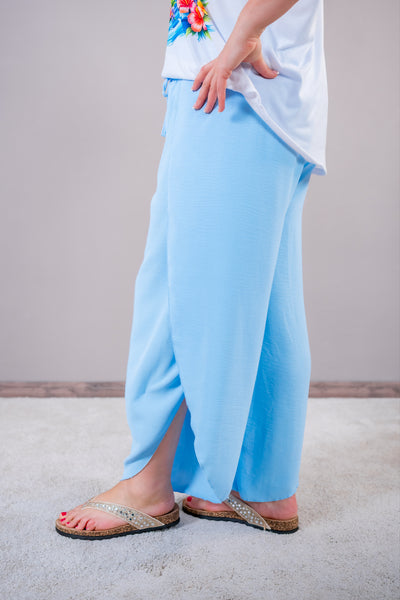 Palazzo Hose mit Beinschlitzen, hellblau