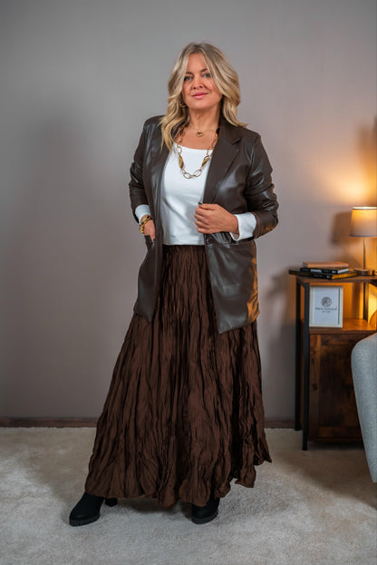 Trendiger Rock in Crinkle-Optik, dunkelbraun