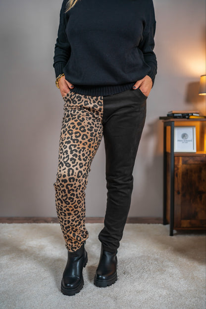 Stylische Hose im Two-Tone-Design, schwarz