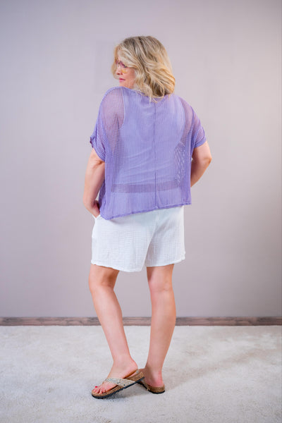 Oversize Netz Shirt, lavendel