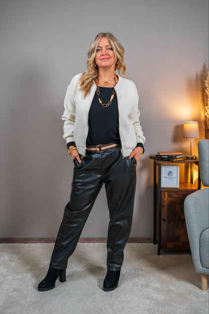 Weiche Sweatjacke, creme