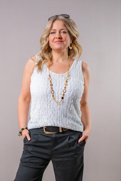 Top mit Spitze, weiß