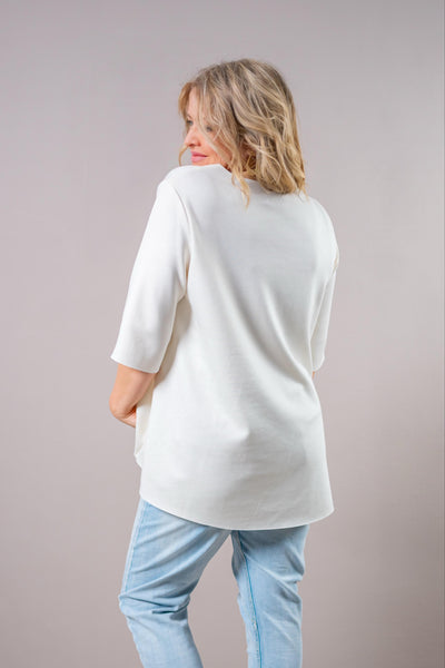 Halbarm-Shirt mit Rundhalsausschnitt, creme