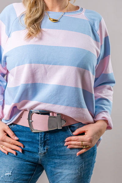 Gestreiftes Sweatshirt, rosa/blau