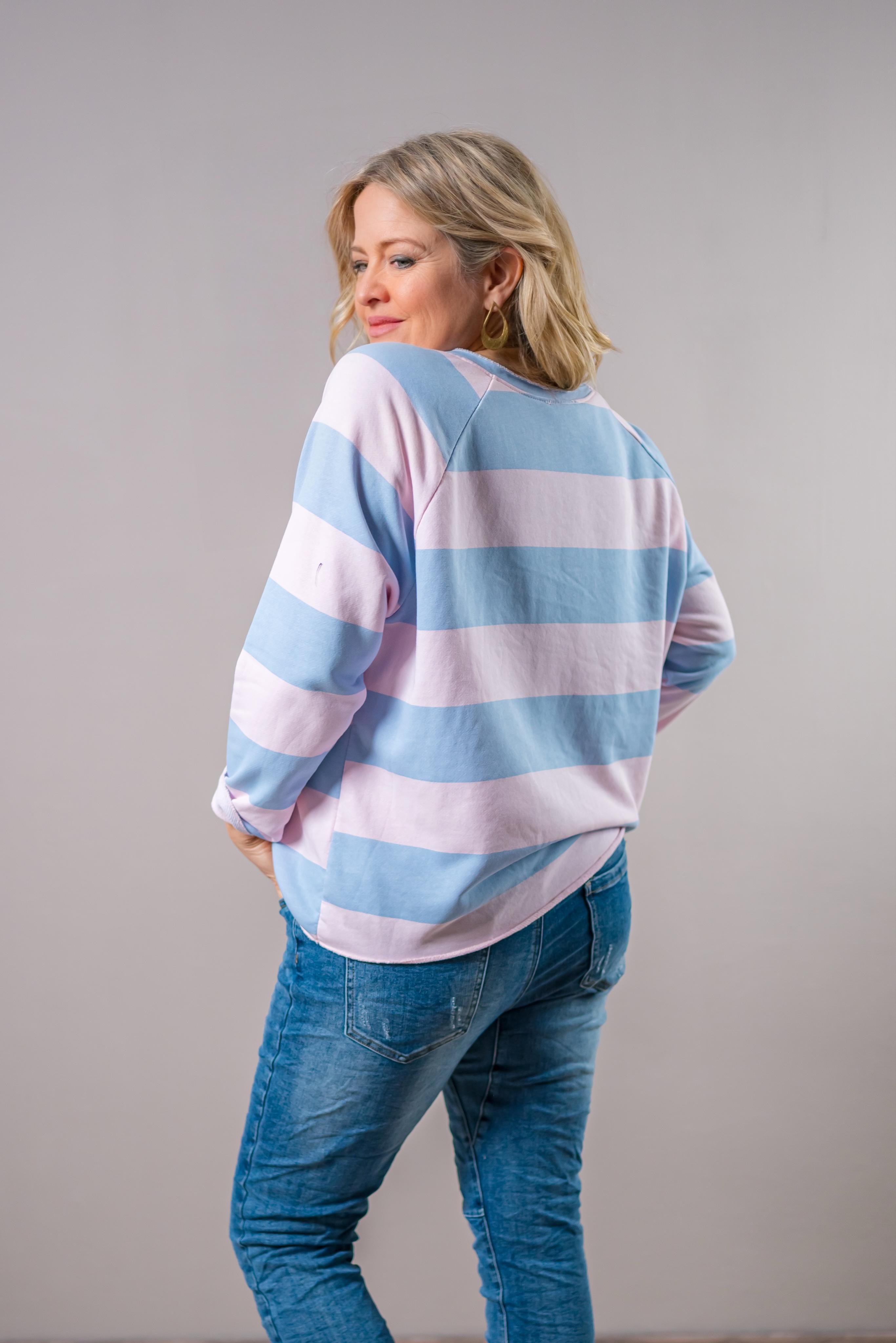 Gestreiftes Sweatshirt, rosa/blau