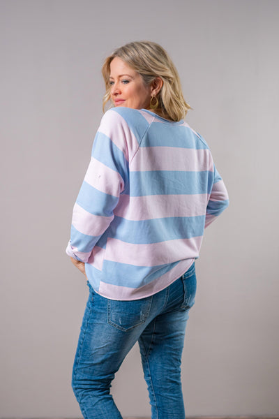 Gestreiftes Sweatshirt, rosa/blau