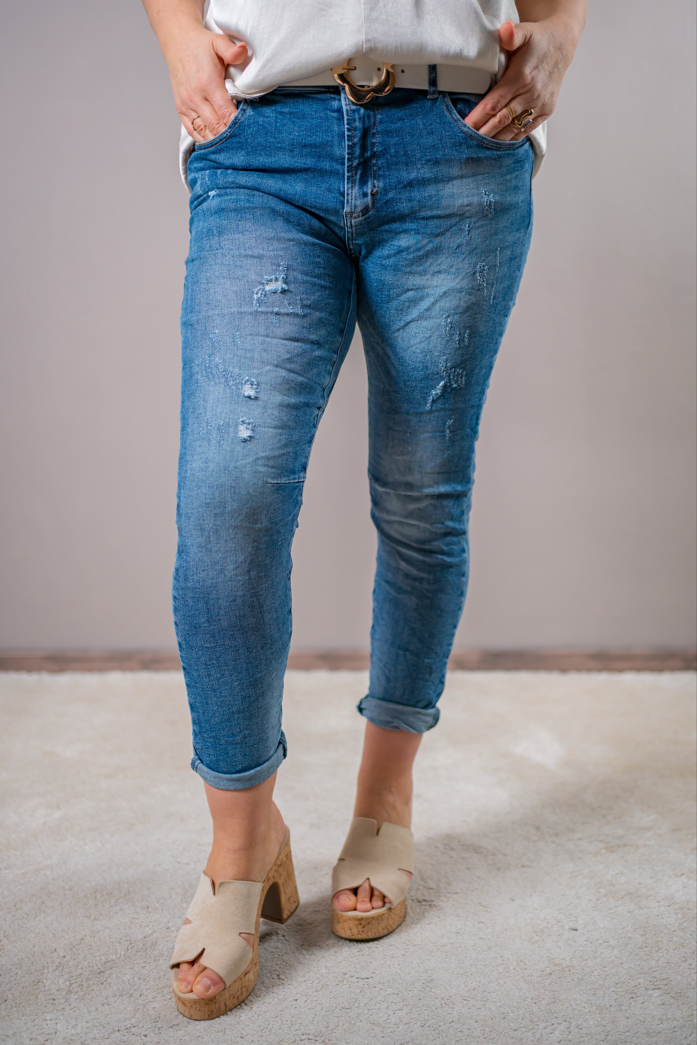 Destroyed Jeans im Used-Look, blau
