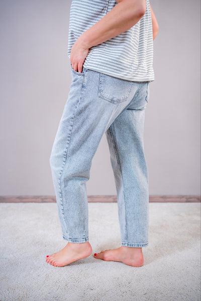 Barrel Jeans mit hohem Bund, light grey
