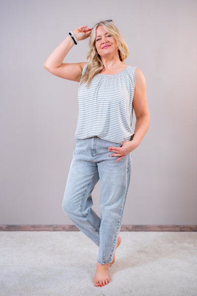 Barrel Jeans mit hohem Bund, light grey
