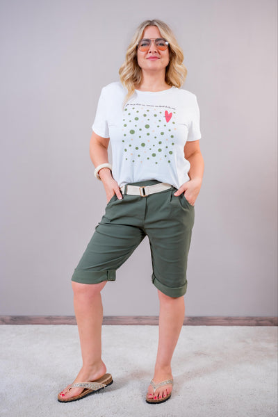 T-Shirt "Je veux lire" mit Punkte-Print, off-white