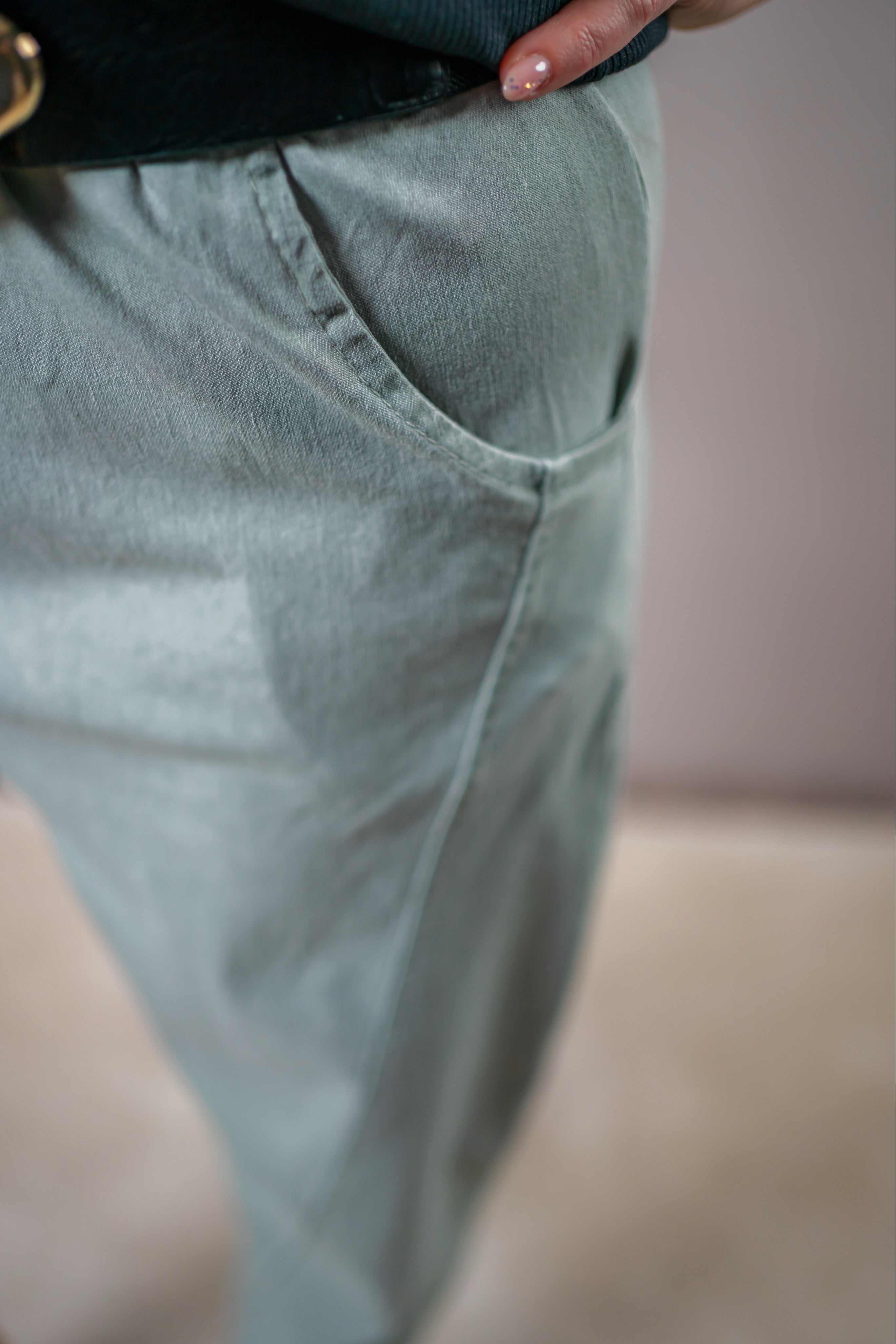 Lässige Hose mit Washed-Effekt, khaki