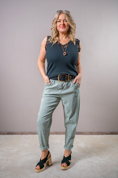 Lässige Hose mit Washed-Effekt, khaki