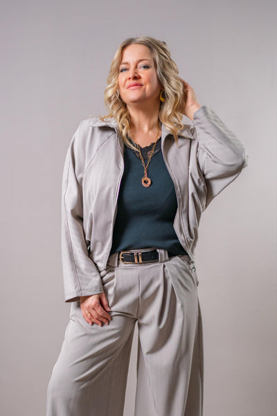 Blouson Jacke in Grau-Beige