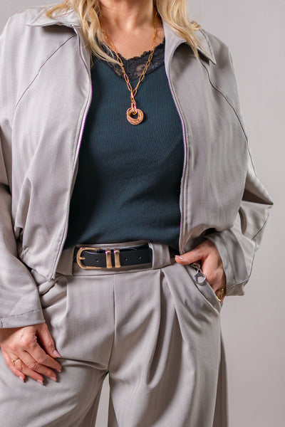 Blouson Jacke in Grau-Beige