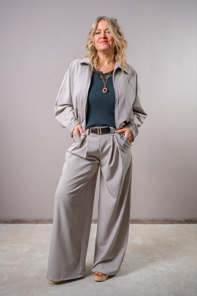 Blouson Jacke in Grau-Beige