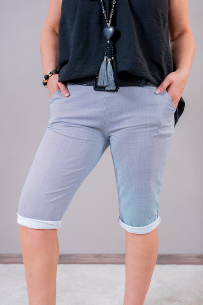 Capri-Hose mit Streifen, weiß/schwarz