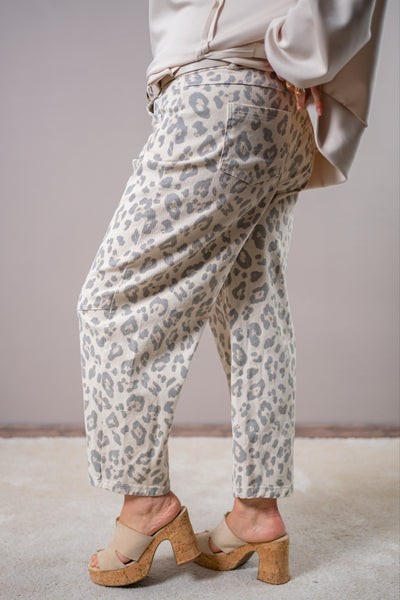 Leo Hose im Barrel Fit, beige/grau