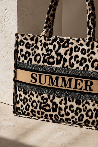 'SUMMER' Shopper Leo-Print mit Mini-Etui